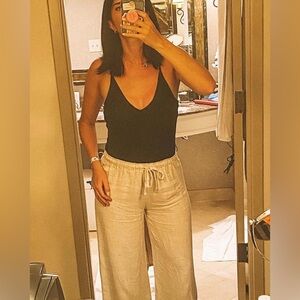 Women's Cream Wide-Leg Pants